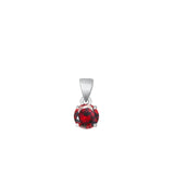 Sterling Silver Fashion Garnet CZ Solitaire Pendant Round Charm .925 New