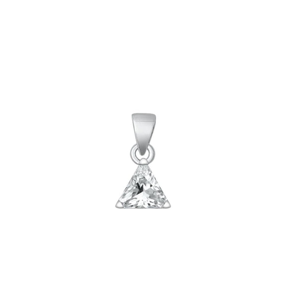 Sterling Silver Beautiful Clear CZ Pendant Triangle Fashion Charm 925 New