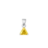Sterling Silver Beautiful Yellow CZ Fashion Pendant Triangle Charm 925 New