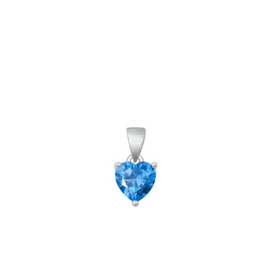 Sterling Silver Wholesale Blue Topaz CZ Solitaire Pendant Heart Charm .925 New