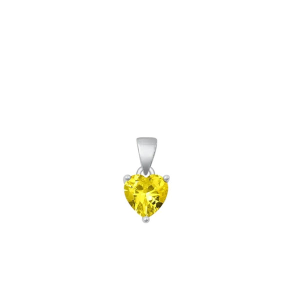 Sterling Silver Wholesale Yellow CZ Solitaire Pendant Heart Love Charm .925 New
