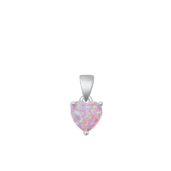 Sterling Silver Pink Opal Heart Pendant .925 New Love Fashion Charm