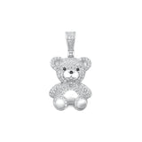 Sterling Silver Micro Pave CZ Teddy Bear Cute Fashion Love Pendant .925 New