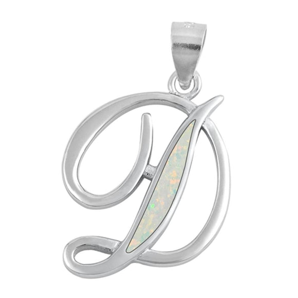 Sterling Silver Beautiful White Synthetic Opal Initial 