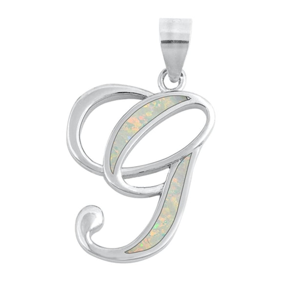 Sterling Silver Beautiful White Synthetic Opal Initial 