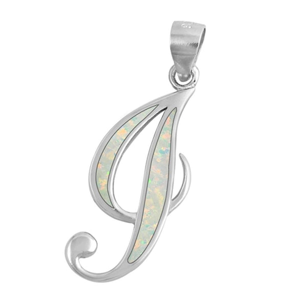 Sterling Silver Unique White Synthetic Opal Initial 