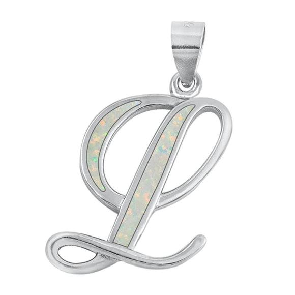 Sterling Silver Wholesale White Synthetic Opal Initial 