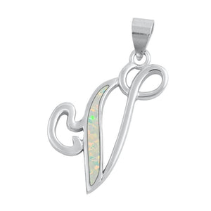 Sterling Silver Fashion Initial "V" Script Pendant Vintage Monogram Charm 925
