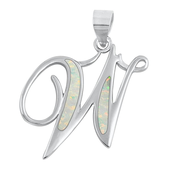 Sterling Silver Classic White Synthetic Opal Initial 