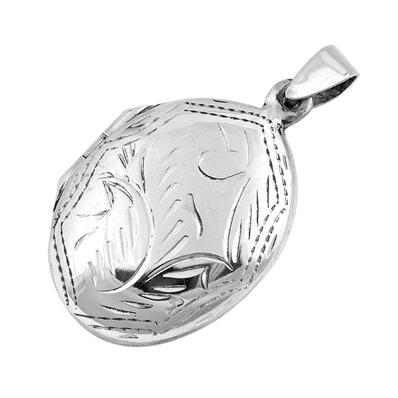 Sterling Silver Beautiful Oval Vintage Locket Pendant Love Keepsake Charm 925