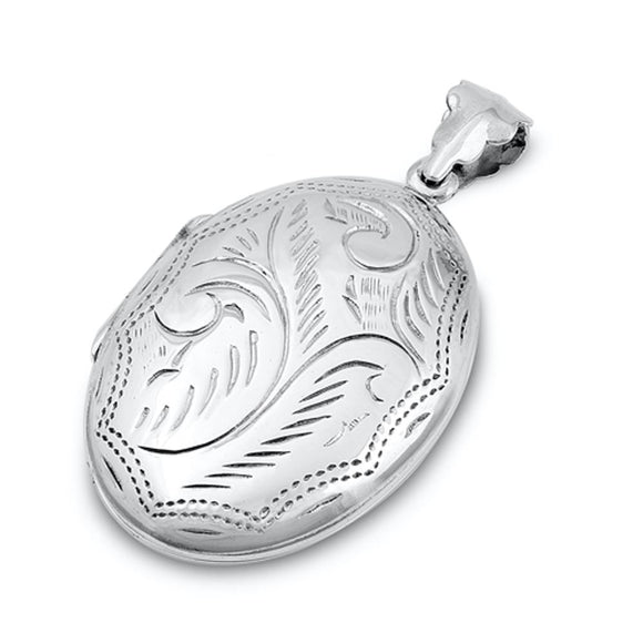 Sterling Silver Vintage Oval Floral Design Locket Pendant Fashion Charm 925 New