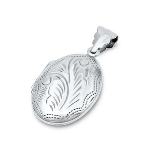 Sterling Silver Vintaged Polished Oval Locket Pendant Keepsake Love Charm 925