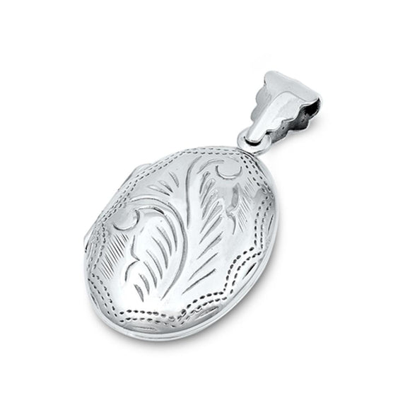 Sterling Silver Vintaged Polished Oval Locket Pendant Keepsake Love Charm 925