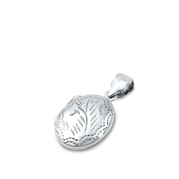 Sterling Silver Classic Vintage Oval Floral Locket Pendant Keepsake Love Charm