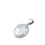 Sterling Silver Classic Vintage Oval Floral Locket Pendant Keepsake Love Charm