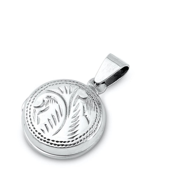Sterling Silver Beautiful Round Floral Locket Pendant Vintage Keepsake Charm 925
