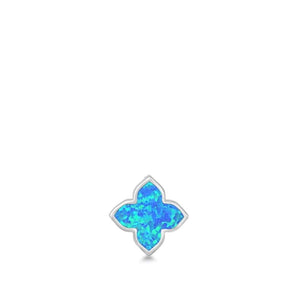 Sterling Silver Blue Synthetic Opal Quatrefoil Pendant Gothic Classic Charm 925