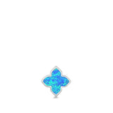 Sterling Silver Blue Synthetic Opal Quatrefoil Pendant Gothic Classic Charm 925