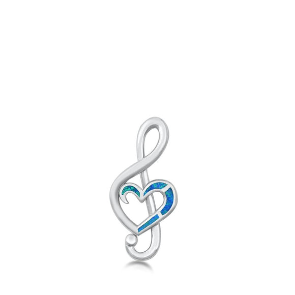 Sterling Silver Heart Music Love Treble Clef Pendant Bass Note Charm 925 New