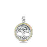 Sterling Silver White Synthetic Opal Tree of Life Pendant Branch Heart Charm 925