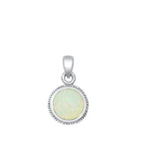 Sterling Silver Beautiful Round White Synthetic Opal Pendant Vintage Charm 925