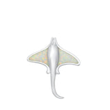 Sterling Silver Fashion White Synthetic Opal Manta Ray Pendant Beach Sea Charm