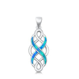 Sterling Silver Polished Blue Synthetic Opal Infinity Pendant Celtic Knot Charm