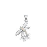 Sterling Silver Wholesale White Synthetic Opal Dragonfly Pendant Bug Charm 925