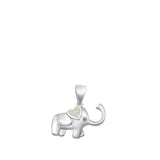 Sterling Silver Cute White Synthetic Opal Elephant Pendant Love Heart Charm 925