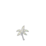 Sterling Silver Unique White Synthetic Opal Palm Tree Pendant Beach Charm 925