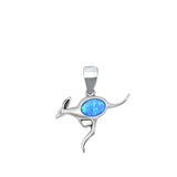 Sterling Silver Wholesale Blue Synthetic Opal Kangaroo Pendant Aussie Charm 925
