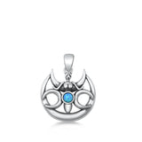 Sterling Silver Classic Blue Synthetic Opal Angel Pendant Christian Faith Charm