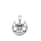 Sterling Silver Polished White Synthetic Opal Angel Pendant Christian Charm 925