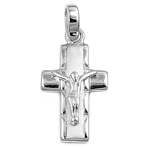 Crucifix Minimalist Cross Pendant .925 Sterling Silver Jesus Traditional Charm