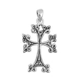 Sterling Silver Ornate Vintage Celtic Knot Christian Cross Pendant Charm