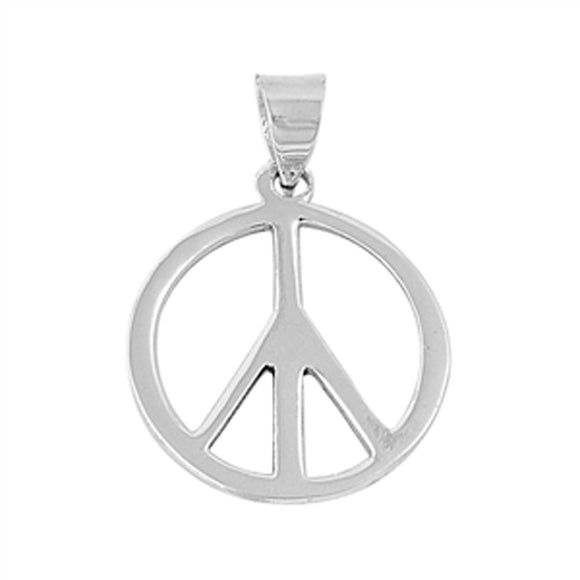 Cutout Peace Sign Pendant .925 Sterling Silver High Polish Shiny Cutout Charm