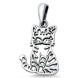Cutout Cat Pendant .925 Sterling Silver Outline Kitten Animal Pet Cute Charm