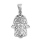 Filigree Swirl Hamsa Pendant .925 Sterling Silver Hand of God Eye Charm