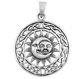 Celestial Knot Celtic Sun Moon Medallion Pendant .925 Sterling Silver Charm