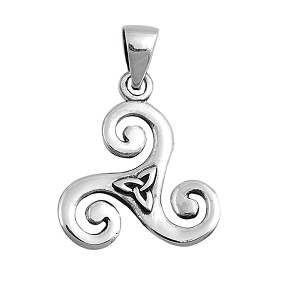 Sterling Silver Celtic Swirl Triquetra Pendant Wave Ocean Knot Trinity Charm 925