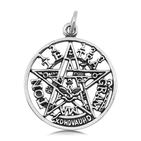 Sterling Silver Tetragrammaton Pentagram Pentacle Pendant Star Charm 925 New