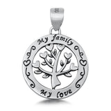 Sterling Silver Tree of Life Pendant Family Love Filigree Swirl Heart Charm 925