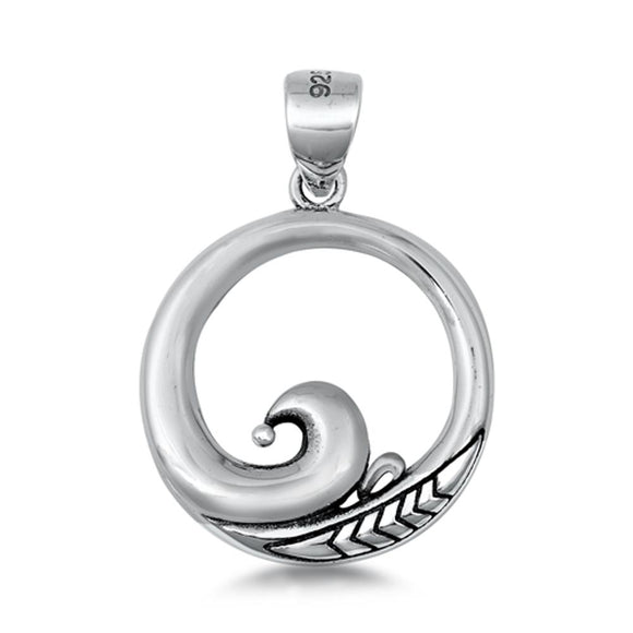 Sterling Silver Filigree Swirl Spiral Pendant Curl Leaf Circle Open Charm 925