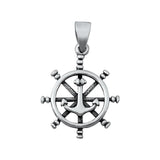 Sterling Silver Captains Wheel Pendant Anchor Sailor Pirate Nautical Charm 925