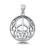 Sterling Silver Peace Sign Pendant Medallion Celtic Knot Open Cutout Charm 925