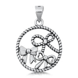 Sterling Silver Bow Hoop Pendant Ribbon Knot Promise Heart Love Charm 925 New