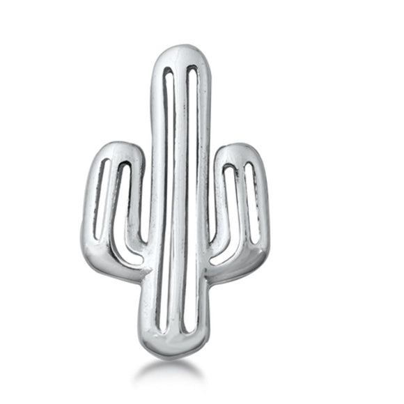 Sterling Silver Saguaro Cactus Pendant Cutout Nature Plant Succulent Charm 925