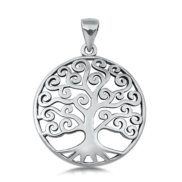 Sterling Silver Filigree Swirl Tree of Life Pendant Spiral Root Branch Charm 925