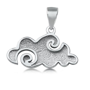 Sterling Silver Filigree Swirl Cloud Pendant Storm Sky Weather Curl Charm 925