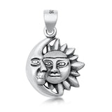 Sterling Silver Sun Moon Face Pendant Mystical Celestial Space Astronomy Charm